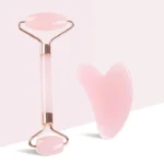 Rose Quartz Gua Sha & Face Roller Set – Korean Glass Skin Beauty Tool